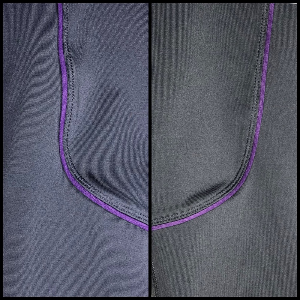 ATHLETA quick step capri leggings gray with purple cord. Front waist oveโฆ - Picture 8 of 11